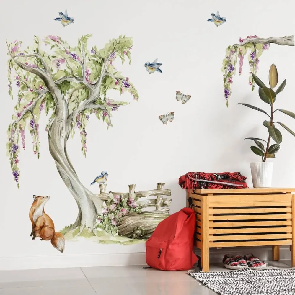 Adesivo murale Woodland - Bosco da favola con animali | Inspio