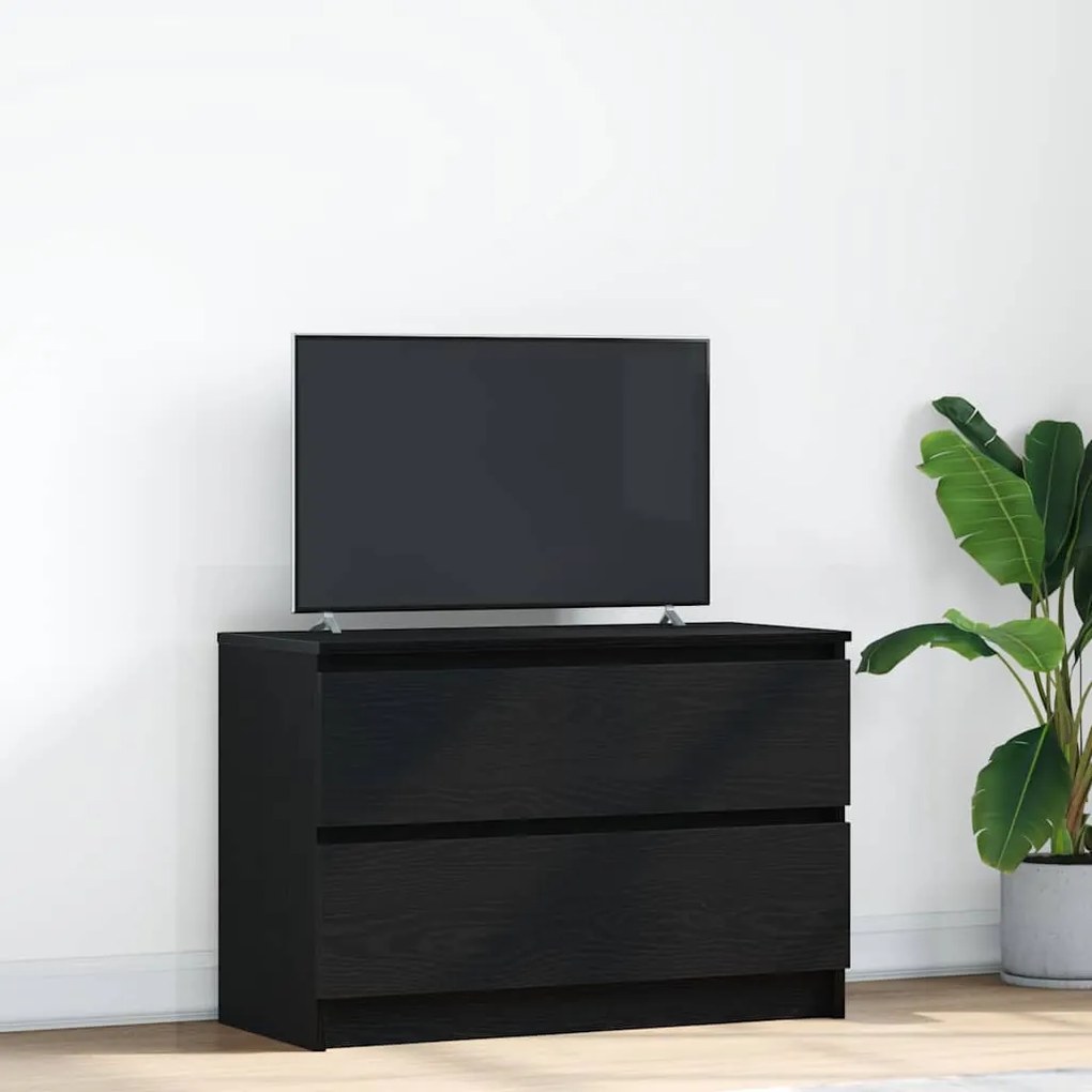 Mobile Porta Tv Nero 80x35x54 Cm İn Legno Multistrato /