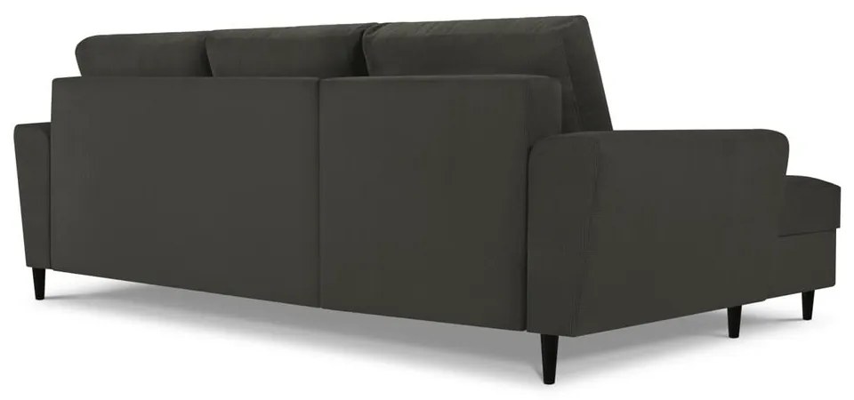 Divano angolare nero allungabile e con contenitore (con penisola a sinistra/con chaise lounge) con rivestimento in velluto a coste Kyoto – Cosmopolitan Design