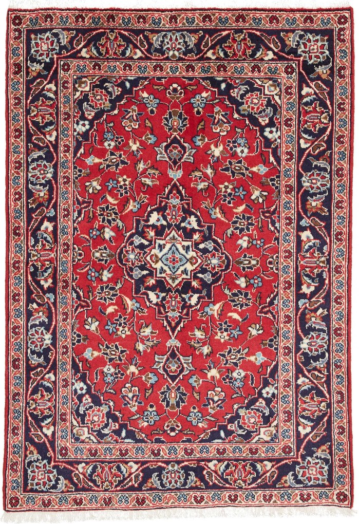 Kashan Tappeto 100 x 150 Rosso (Iran) Annodato A Mano