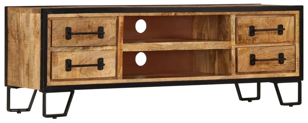 Mobile Porta Tv Con Cassetti 120x30x40 Cm Legno Massello Mango /