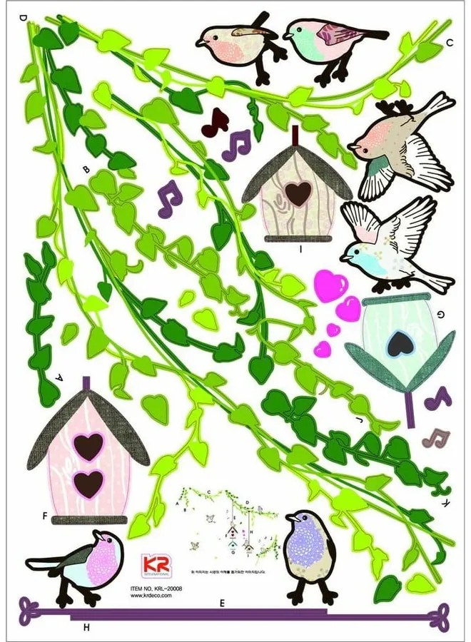 Set di adesivi murali Gabbie per uccelli nella foresta - Ambiance