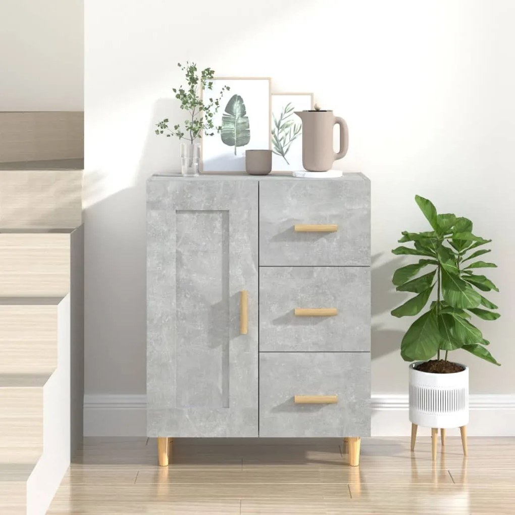 Credenza grigio cemento 69,5x34x90 cm in legno multistrato