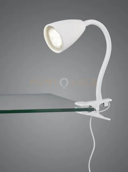 Wanda lampada da tavolo flessibile con pinza metallo bianco h. 20cm...
