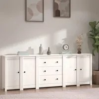 Credenza Bianca 230x35x80 cm in Legno Massello di Pino cod mxl 25118