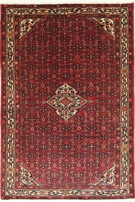 Hosseinabad Tappeto 210x310 Rosso (Iran) Annodato A Mano