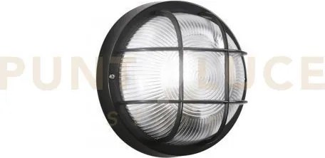 Plafoniera turtle nera tonda 1 luce attacco e27 ip54 18,5x10x5cm