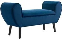 Panca Pouf Contenitore Imbottita 118x42x66 cm in Tessuto Blu