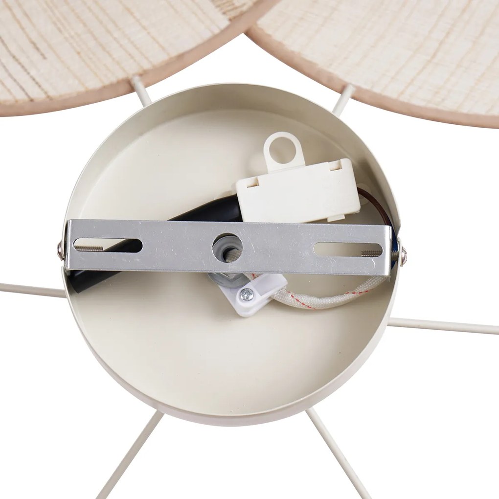 Plafoniera Japandi color crema con paralume in lino - Aisha