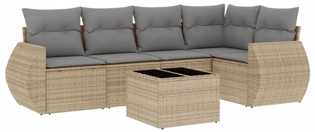 Set divano da giardino 6 pz con cuscini beige in polyrattan