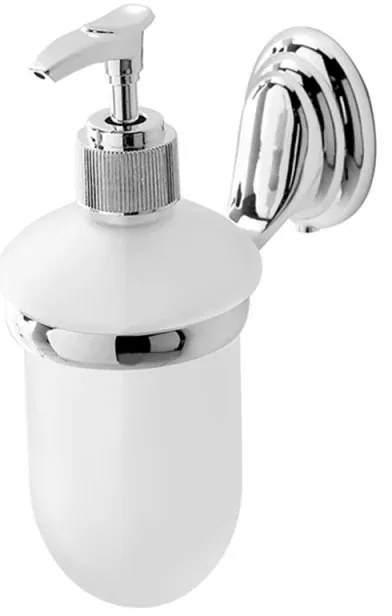 Dispenser portasapone a muro in vetro satinato con supporto cromato Facile
