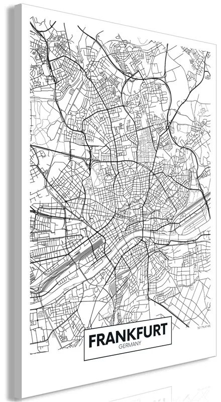 Quadro Map of Frankfurt (1 Part) Vertical  Colore bianco e nero, Dimensioni e Misure 80x120