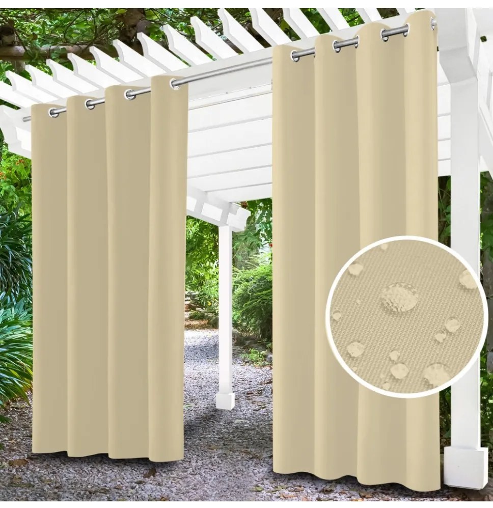 Tenda da giardino su anelli sulla terrazza MIG17 beige