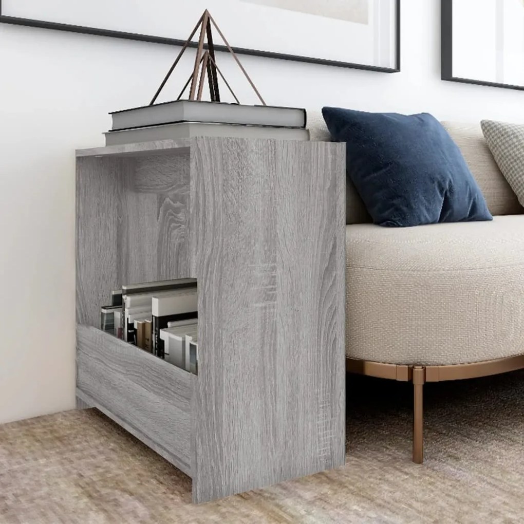 Tavolino Grigio Sonoma 50x26x50 Cm İn Legno Multistrato /
