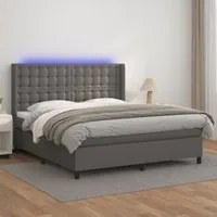 Giroletto Molle con Materasso e LED Grigio 180x200cm Similpellecod mxl 123360