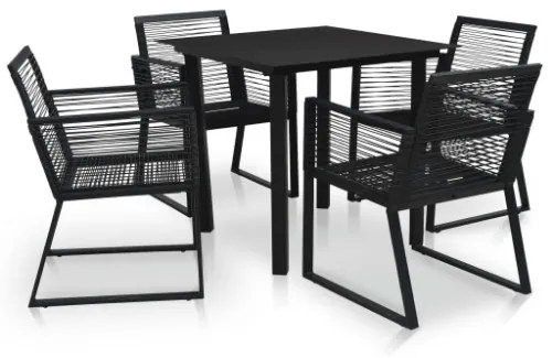 Set da Pranzo da Giardino 5 pz in Rattan PVC Nero