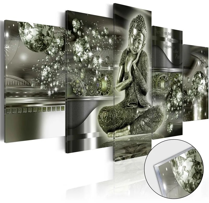 Quadri su vetro acrilico  Emerald Buddha [Glass]  Colore Verde, Dimensioni e Misure 100x50