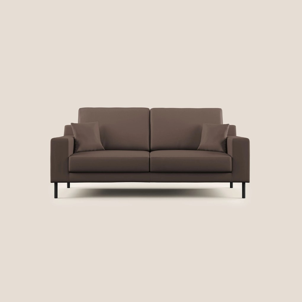 Uranio divano moderno lineare in Ecopelle impermeabile T04 marrone