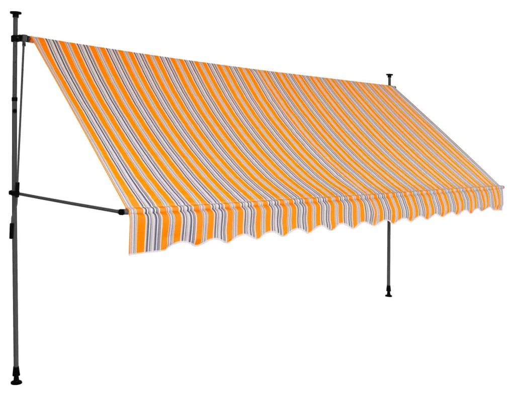 Tenda da Sole Retrattile Manuale con LED 400 cm Gialla e Blu