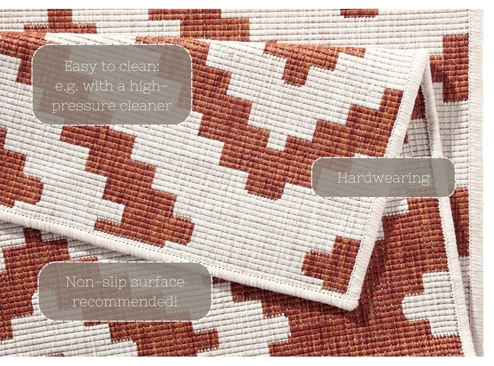 Tappeto da esterno rosso e crema , 80 x 345 cm Malta - NORTHRUGS