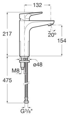 Roca A5A3D90C00 - Miscelatore per lavabo ATLAS 21,7 cm, finitura cromata lucida