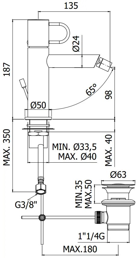 Paffoni Joker Jk135 Miscelatore Bidet Con Scarico Automatico Cromo