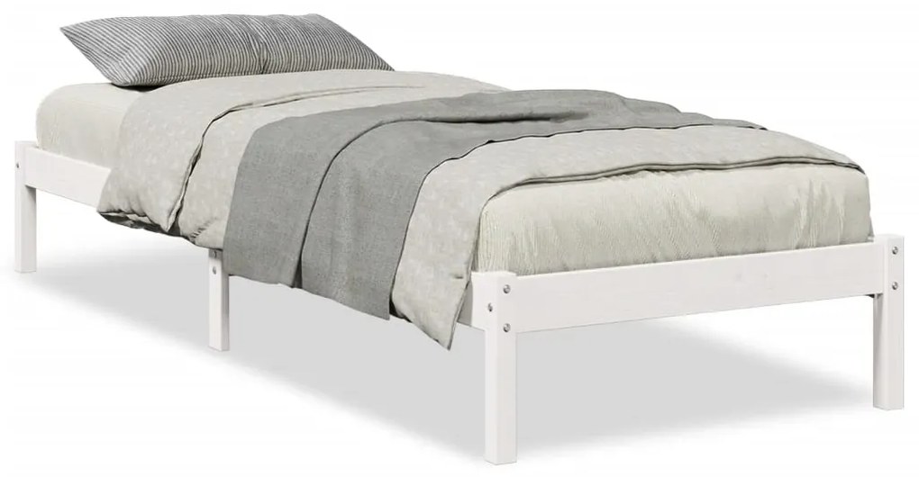 Letto extra lungo senza materasso bianco 80x220 cm in pino