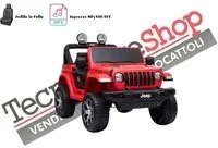 Auto Macchina Elettrica per Bambini JEEP FIAT Wranglper RUBICON 12V 2 Posti con Mp3 - Sedile in Pelle colore Rosso