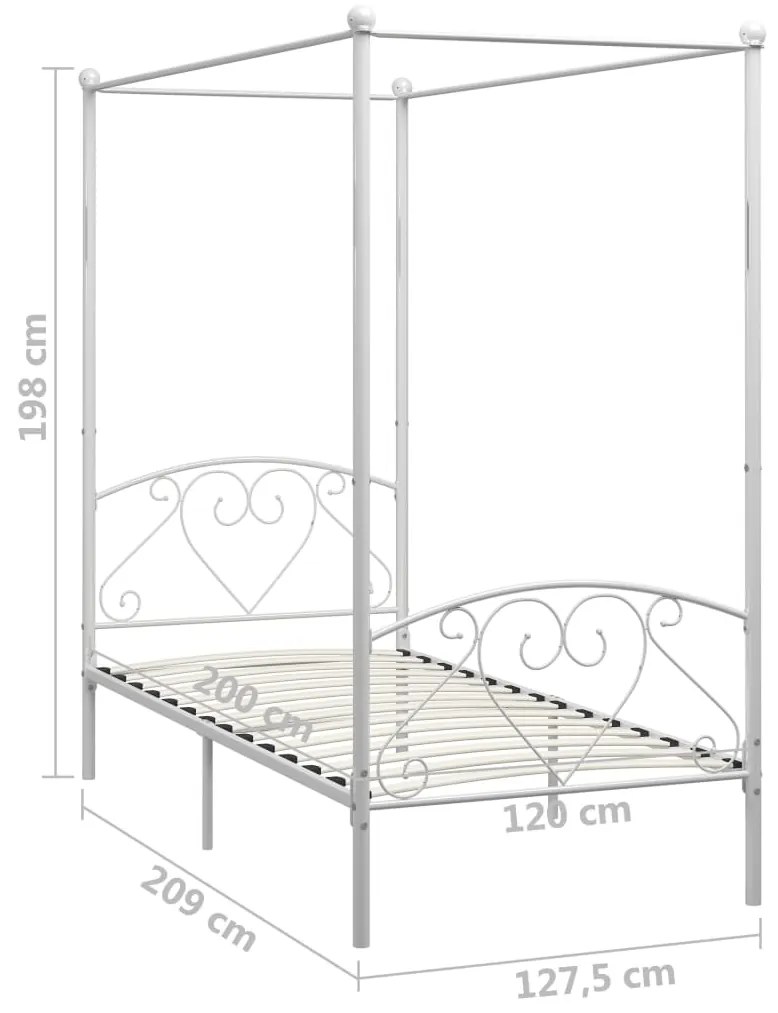 Letto a baldacchino bianco in metallo 120x200 cm