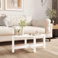 Tavolino da Salotto Bianco 87x48x35cm in Legno Massello di Pino 822323