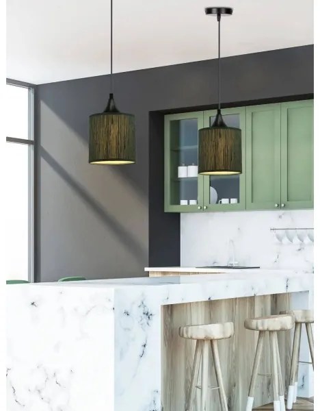 Lampadario a sospensione con filo PATTI 1xE27/60W/230V diametro 15 cm verde