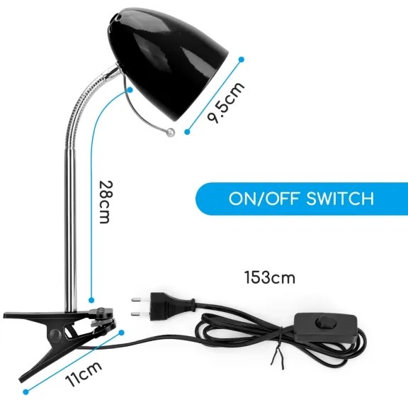 Aigostar -  Lampada da tavolo con morsetto 1xE27/11W/230V nero/cromo