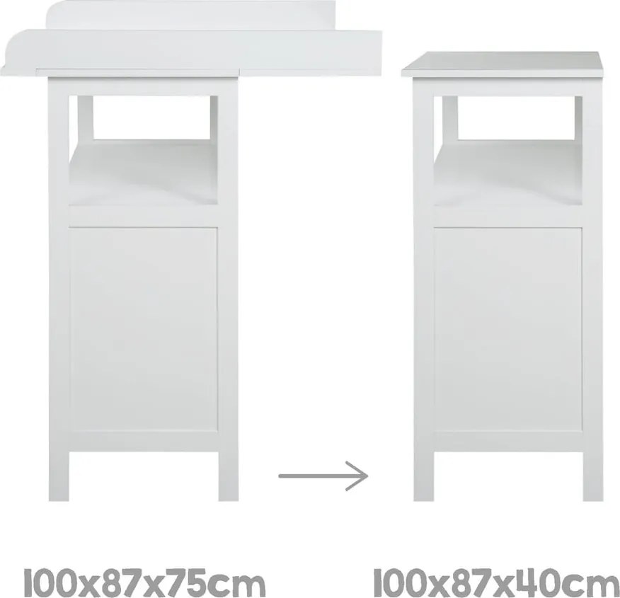 Cassettiera per bambini bianca con fasciatoio 75x100x87 cm Hamburg – Roba