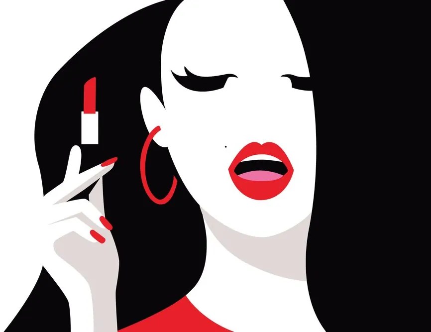Carta da parati autoadesiva – Donna con rossetto