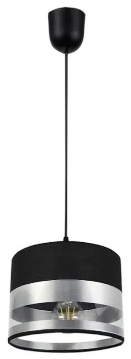 Lampadario su filo MILO 2xE27/60W/230V argento/nero