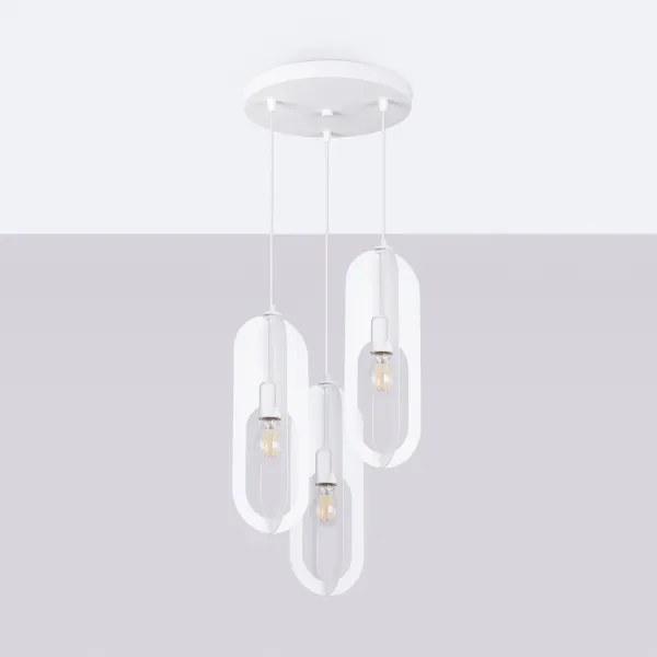 Sollux SL.1361 - Lampadario a sospensione con filo NICUS 3xE27/15W/230V bianco