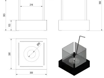 BIO camino TANGO3 30,3x30 cm 1kW bianco TANGO3/BIANCO/TUV