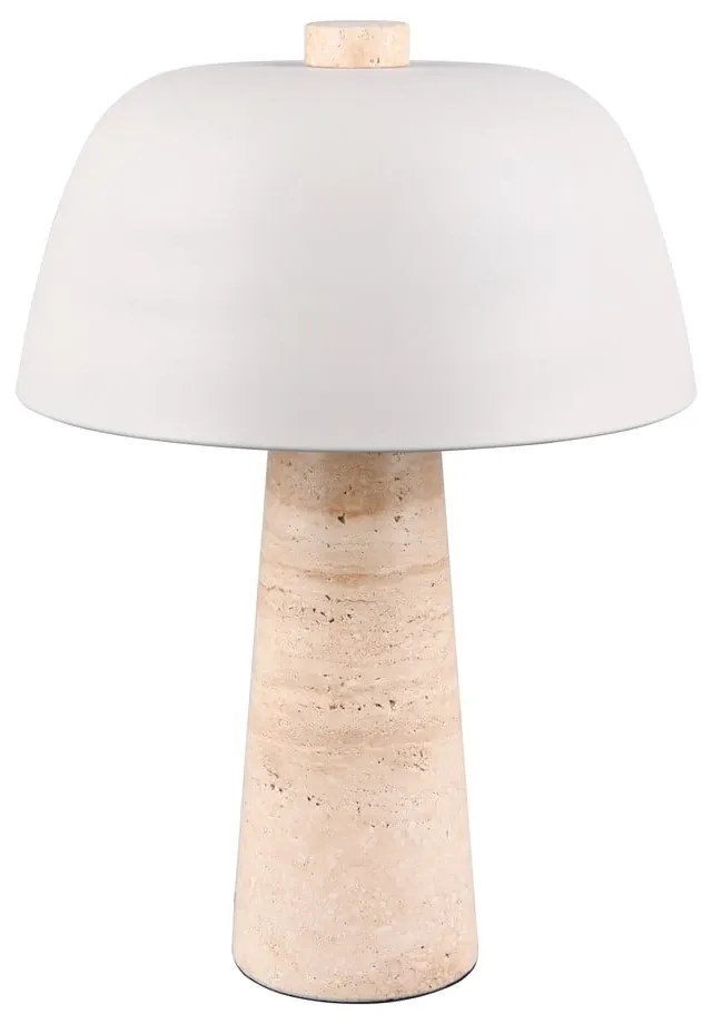 Lampada da tavolo bianca e beige con paralume in metallo (altezza totale 41 cm) Timba – Trio Select