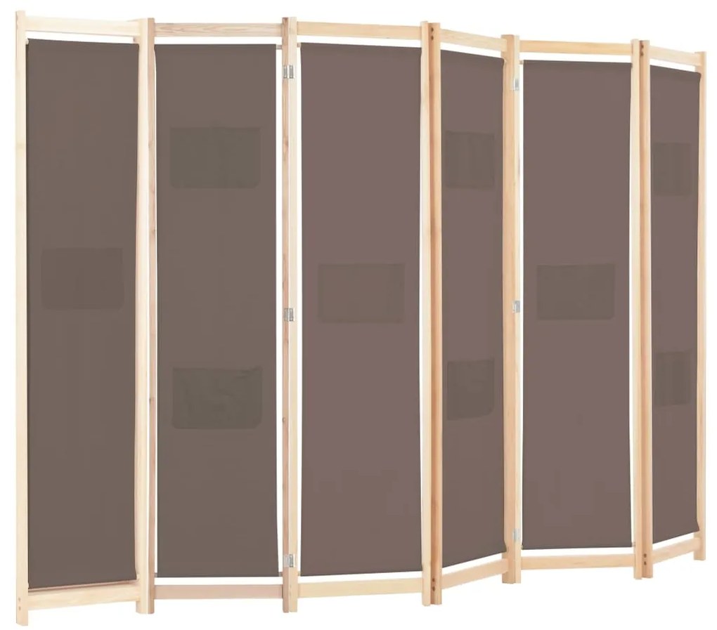 Divisorio a 6 pannelli marrone 240x170x4 cm in tessuto