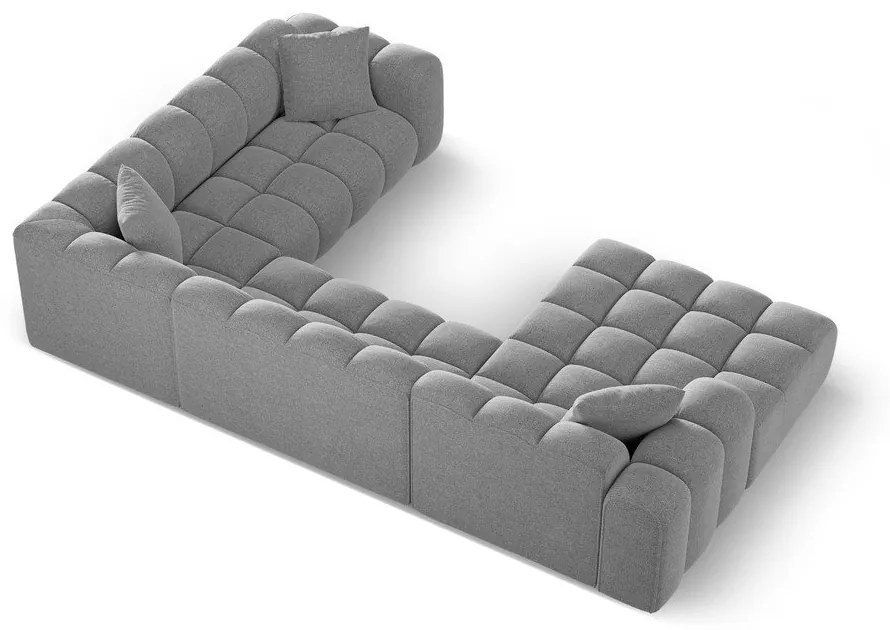 Divano angolare grigio chiaro (con penisola a destra/a U) con rivestimento in ciniglia Treno – Cosmopolitan Design