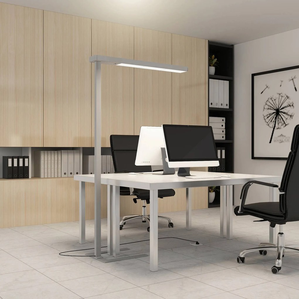 Lampada da terra per ufficio Arcchio LED Susi, argento, sensore, touch dimmer Susi Arcchio, dimmerabile, Alluminio / Grigio / Zincato, Studio / Ufficio, Alluminio, Moderno