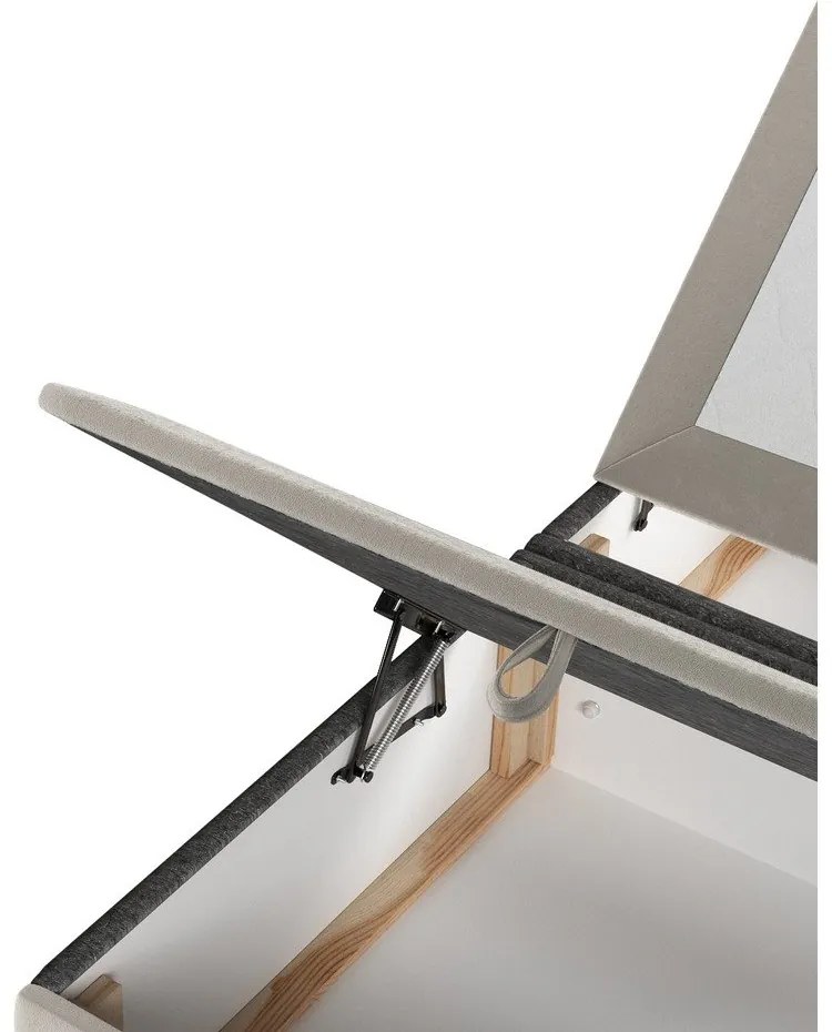 Letto matrimoniale imbottito crema con contenitore 140x200 cm Tate - Maison de Rêve