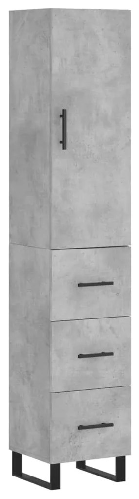 Credenza grigio cemento 34,5x34x180 cm in legno multistrato