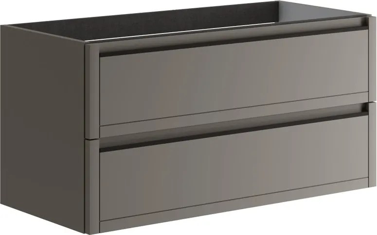 Mobile da bagno sospeso sotto lavabo L 99.5 x H 50 x P 45.5 cm grigio opaco, 2 cassetti TRATTO