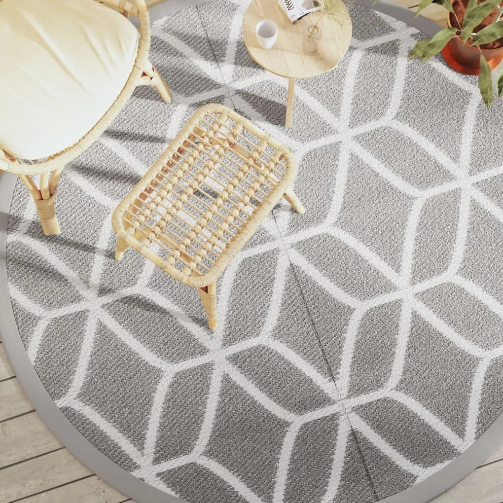 Tappeto Da Esterno Arakıl Grigio Ø200 Cm İn Pp /