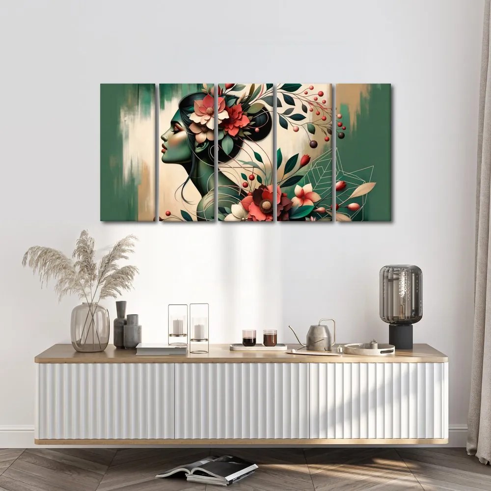 Quadri 5 pezzi – Ragazza con la natura