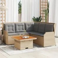 Set Divani da Giardino 4 pz con Cuscini in Polyrattan Beige 3262147