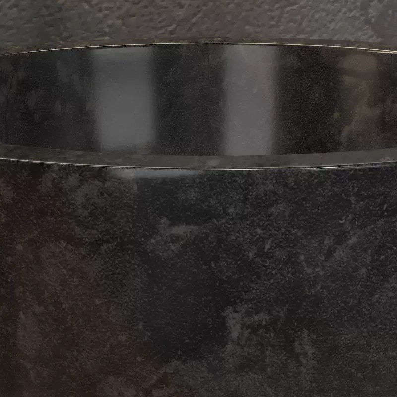Lavabo bagno design a ciotola in marmo nero 40cm | Litos-LN40 - KAMALU