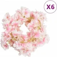 Ghirlande Fiori Artificiali 6 pz Rosa Chiaro 180cm 359057