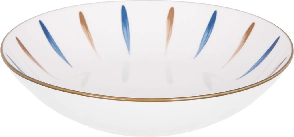 Piatto fondo in Porcellana pennellato blu marrone 20,2 cm Petali